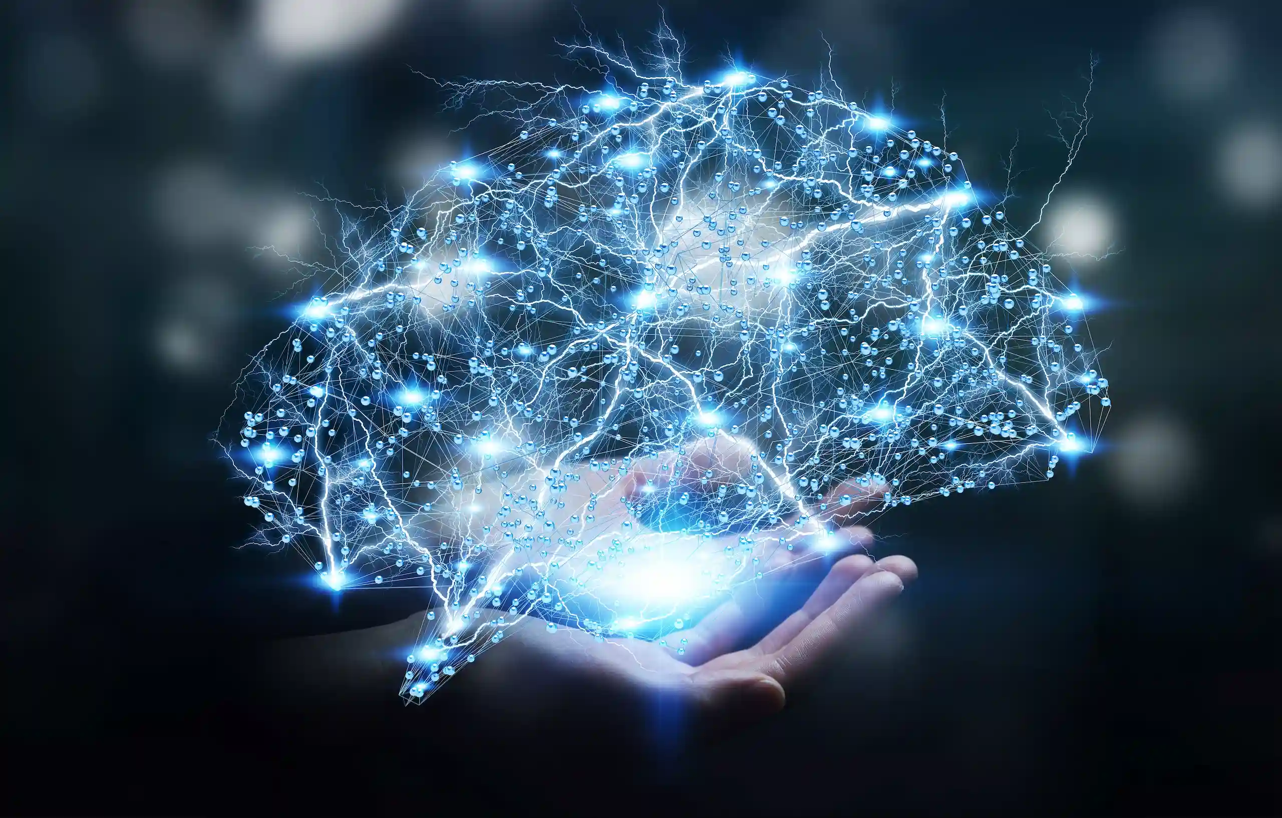 Virtual brain cells in hand Banner